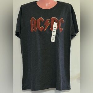 ACDC Classic Rock Logo Unisex T-Shirt Dark Gray and Red Medium NWT